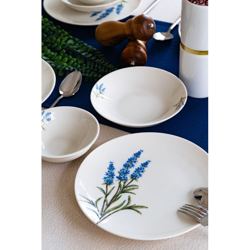 18 darabos étkészlet fehér/kék/zöld/porcelán