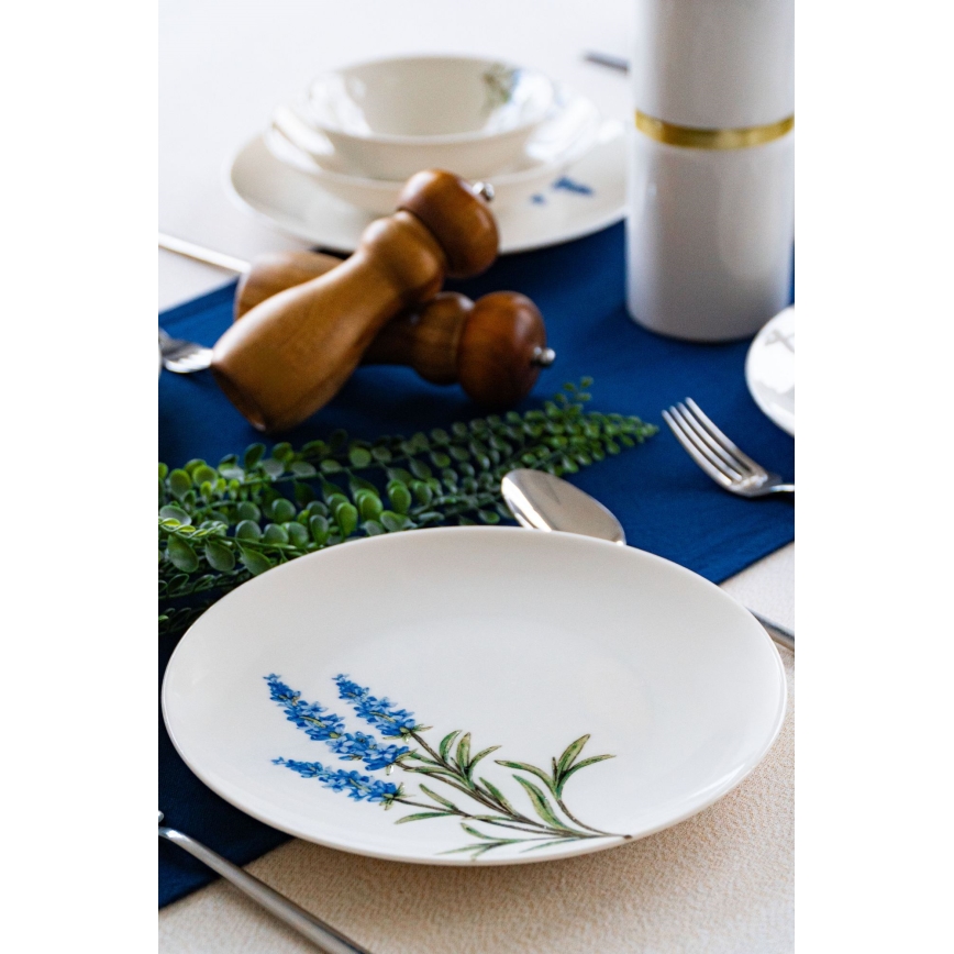18 darabos étkészlet fehér/kék/zöld/porcelán