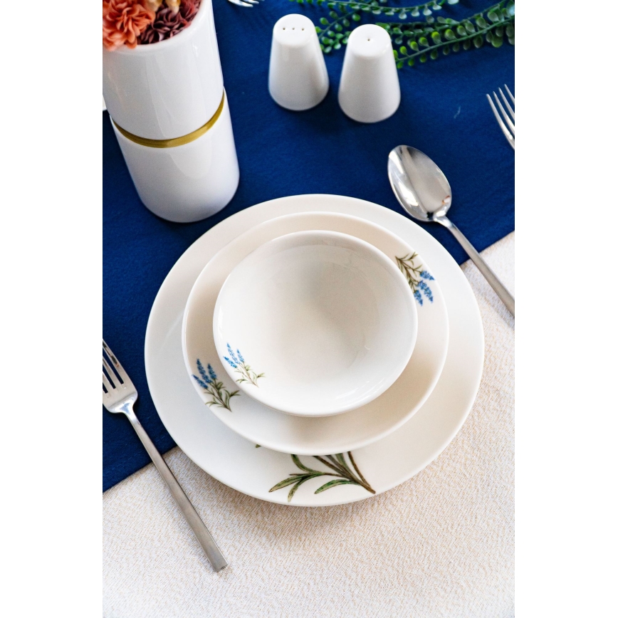 18 darabos étkészlet fehér/kék/zöld/porcelán