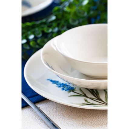 18 darabos étkészlet fehér/kék/zöld/porcelán