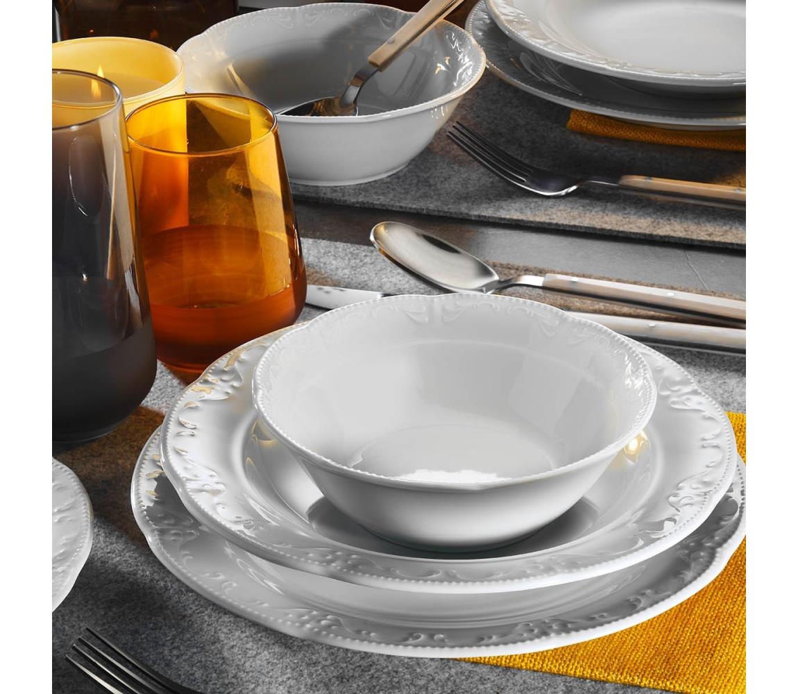 18 darabos fehér porcelán étkészlet 719KTP9753