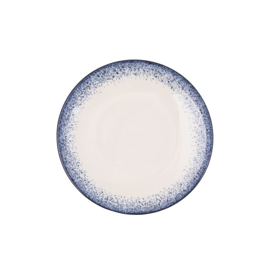 18 darabos porcelán étkészlet, fehér/kék