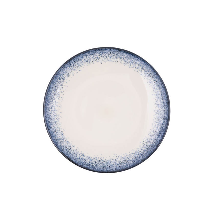 18 darabos porcelán étkészlet, fehér/kék