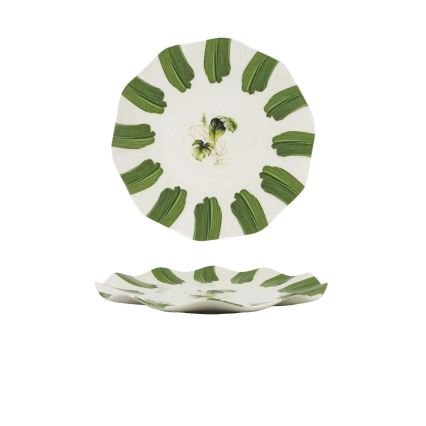 18 darabos porcelán étkészlet, fehér/zöld