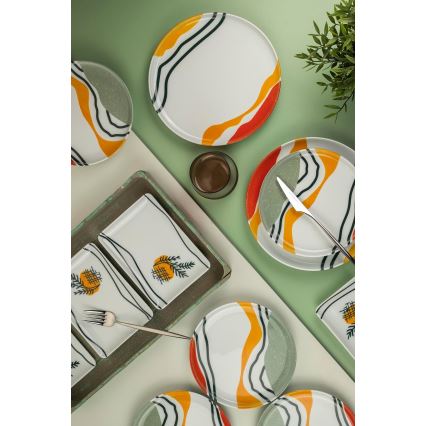 18 darabos színes/porcelán étkészlet