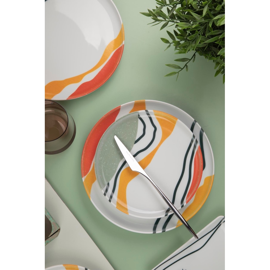 18 darabos színes/porcelán étkészlet