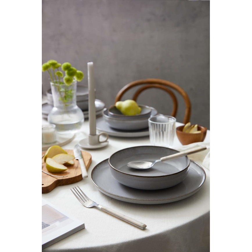 18 darabos szürke porcelán étkészlet