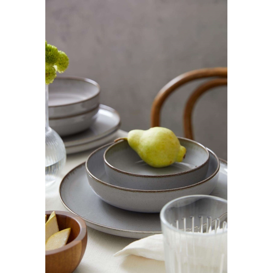 18 darabos szürke porcelán étkészlet