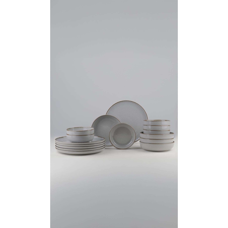 18 darabos szürke porcelán étkészlet