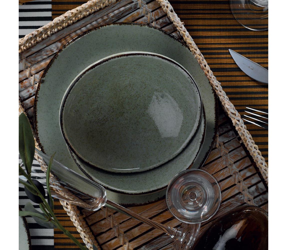 18 darabos zöld porcelán étkészlet 710KTP3381