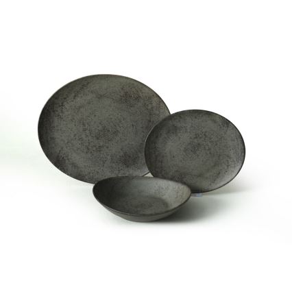 18 db étkészlet antracit/zöld/kőedény