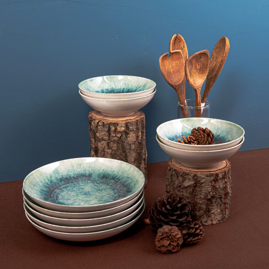 18 db kék/porcelán étkészlet