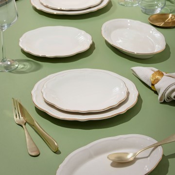 18 részes étkészlet fehér/arany/porcelán