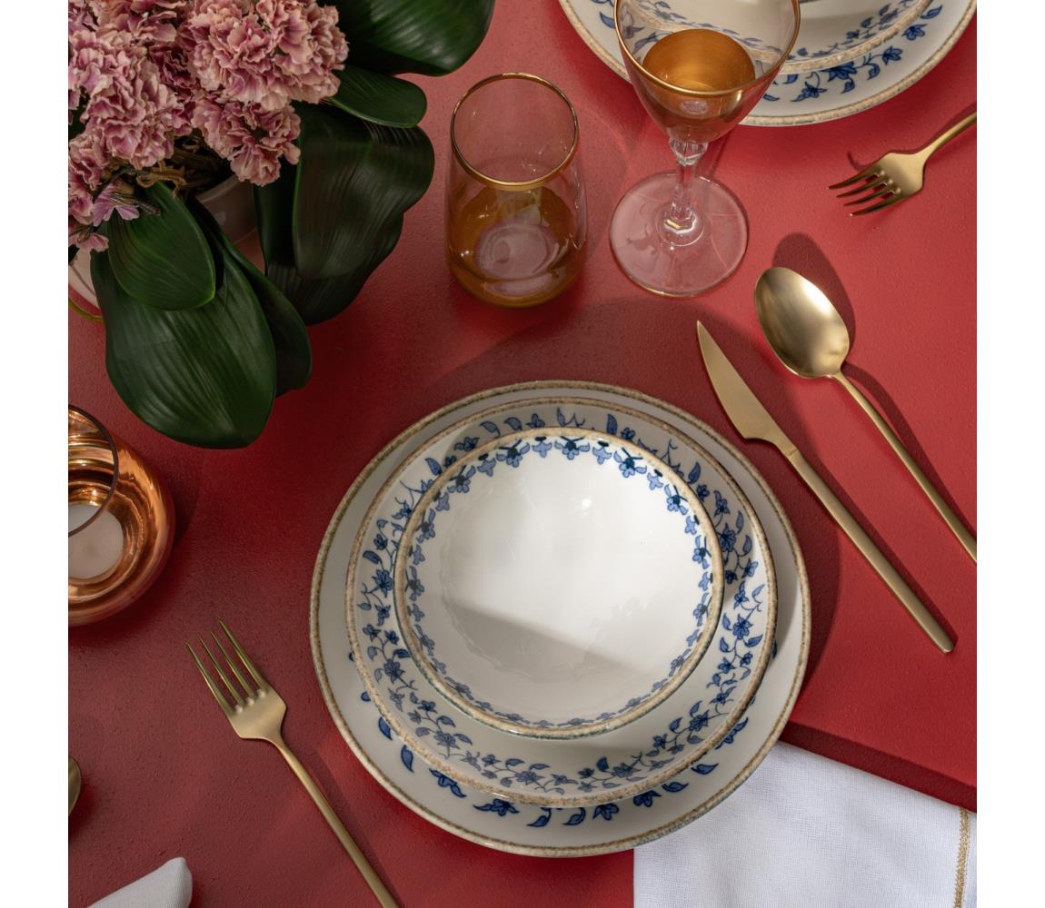 18 részes étkészlet fehér/kék/porcelán 719KTP9897