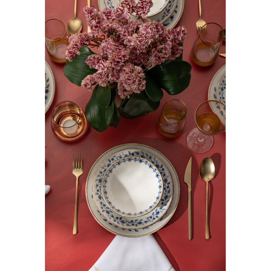 18 részes étkészlet fehér/kék/porcelán