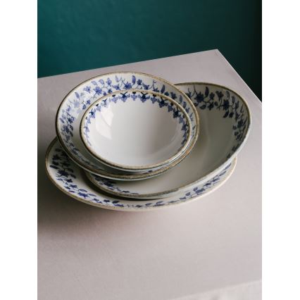 18 részes étkészlet fehér/kék/porcelán