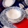 18 részes étkészlet fehér/kék/porcelán