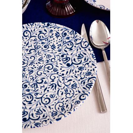 18 részes étkészlet fehér/kék/porcelán