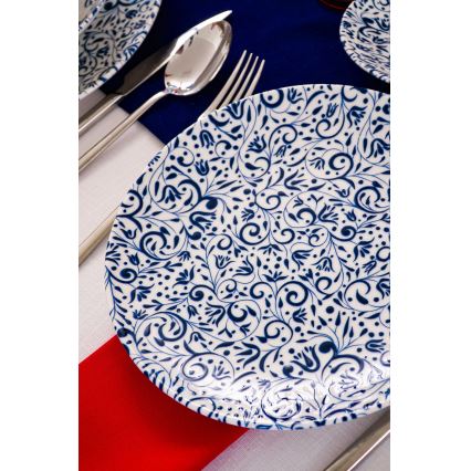 18 részes étkészlet fehér/kék/porcelán