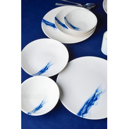 18 részes étkészlet fehér/kék/porcelán