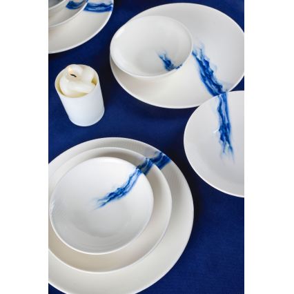 18 részes étkészlet fehér/kék/porcelán