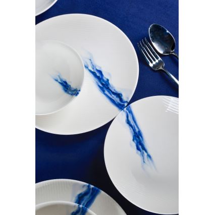 18 részes étkészlet fehér/kék/porcelán