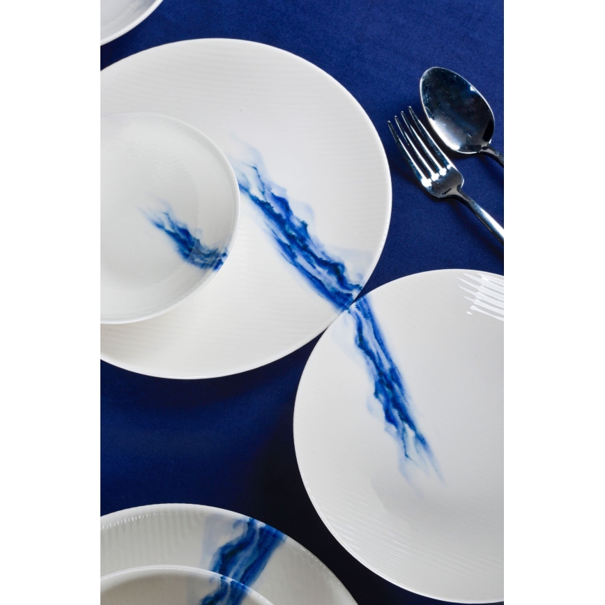 18 részes étkészlet fehér/kék/porcelán