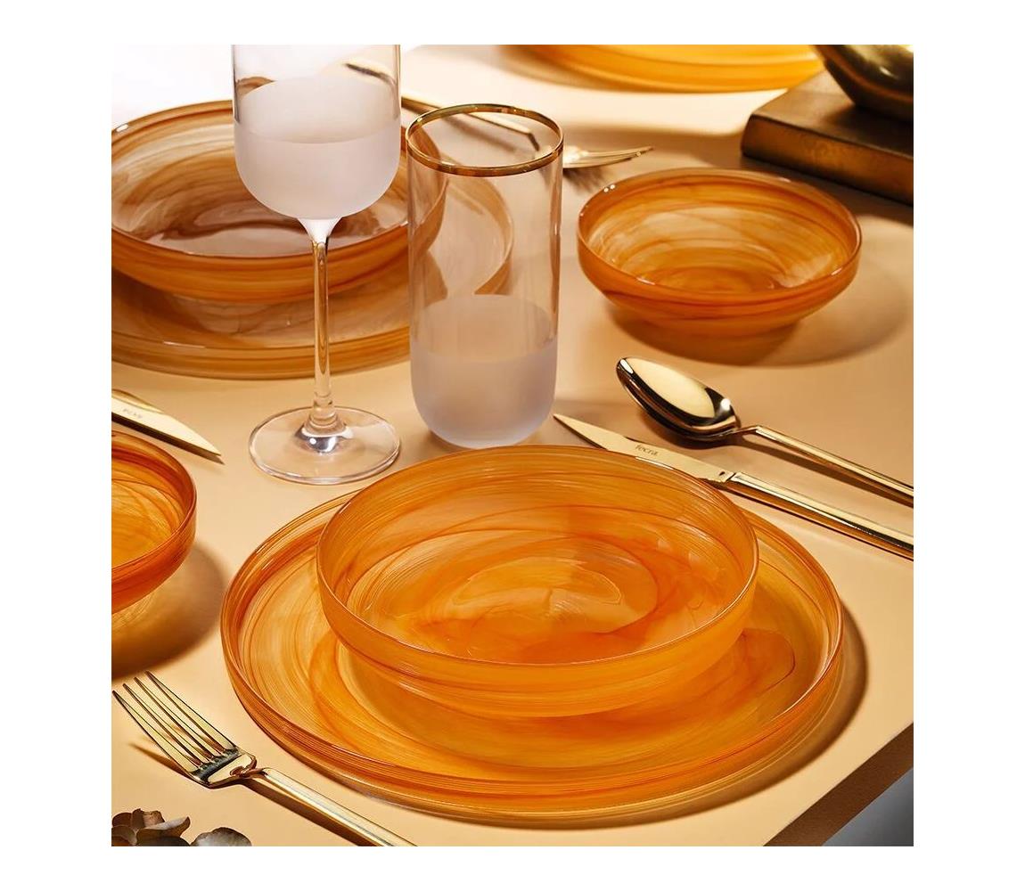 18 részes étkészlet narancssárga/üveg 711BRN1104