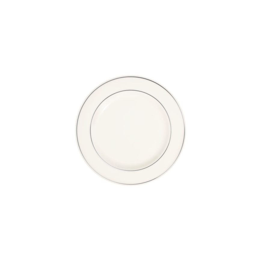 18 részes krémszínű/ezüst porcelán étkészlet