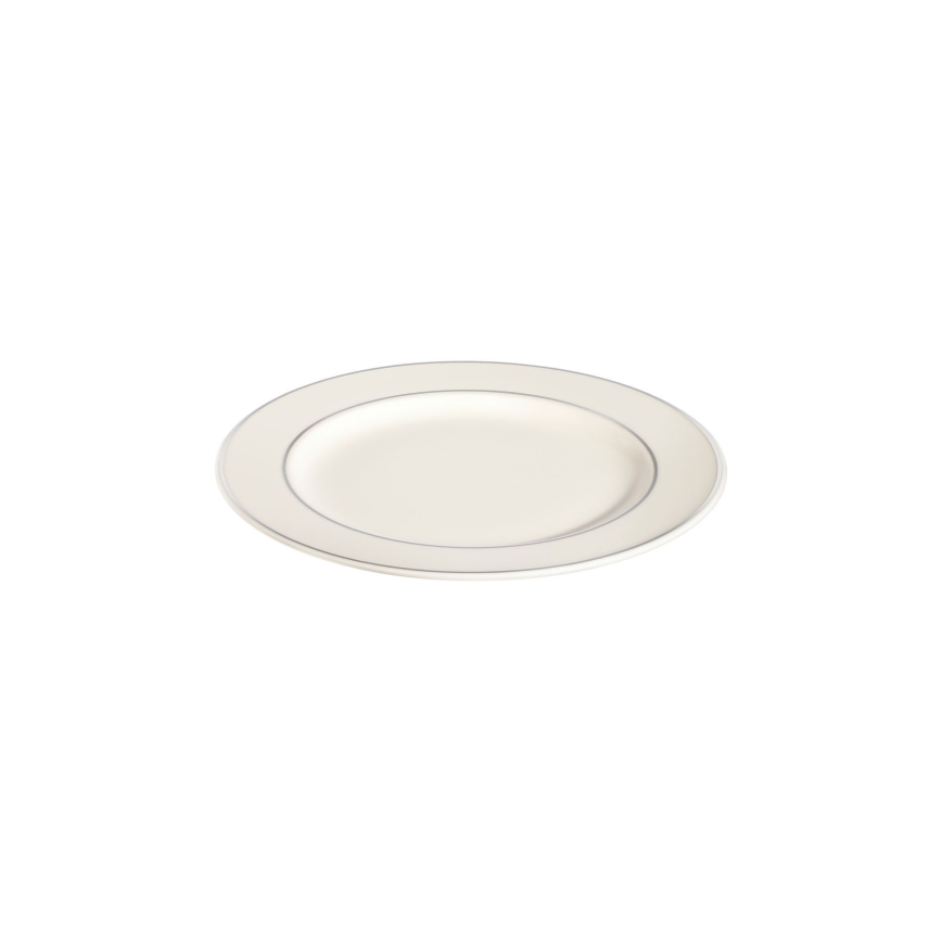 18 részes krémszínű/ezüst porcelán étkészlet