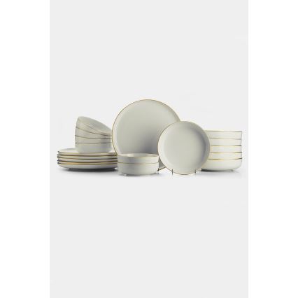 18 részes porcelán étkészlet – bézs/arany