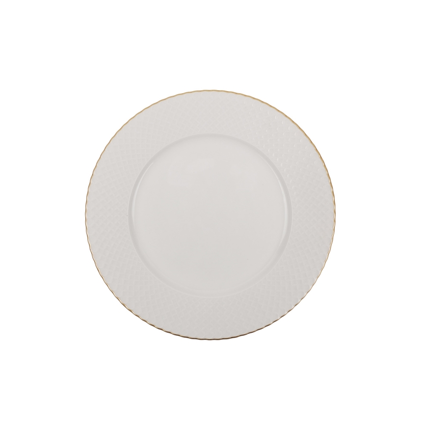 18 részes porcelán étkészlet, fehér/arany