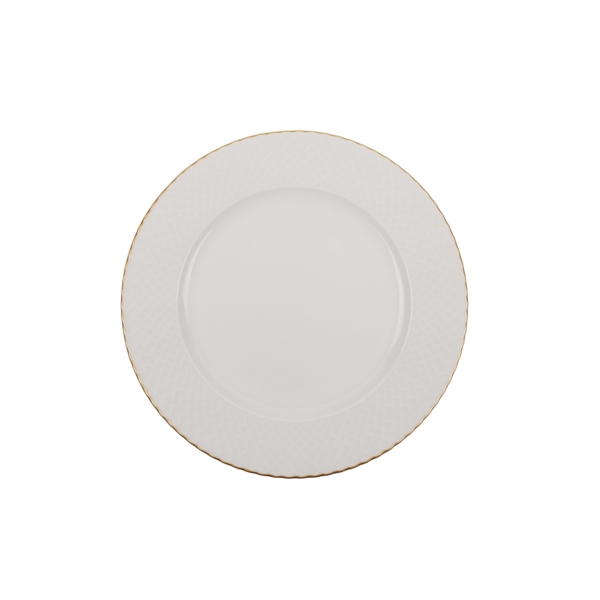 18 részes porcelán étkészlet, fehér/arany