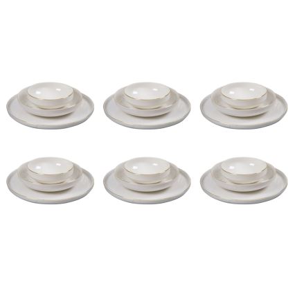 18 részes porcelán étkészlet, fehér/arany