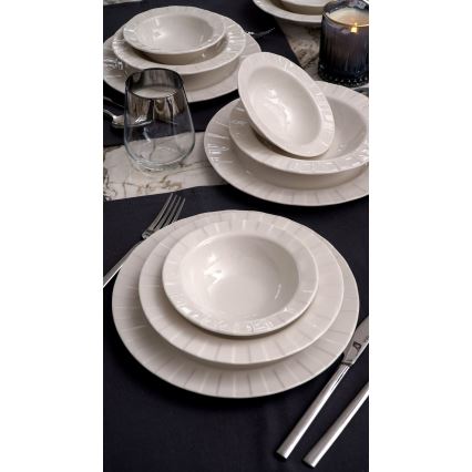 18 részes porcelán étkészlet, fehér