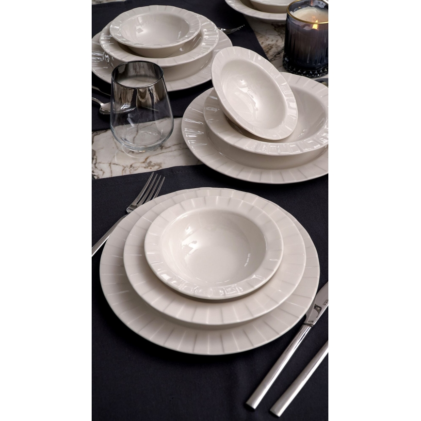 18 részes porcelán étkészlet, fehér