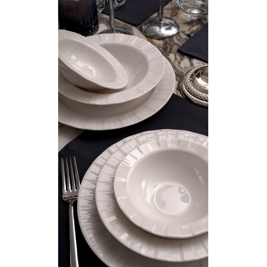 18 részes porcelán étkészlet, fehér