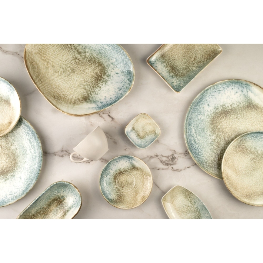 18 részes színes porcelán étkészlet