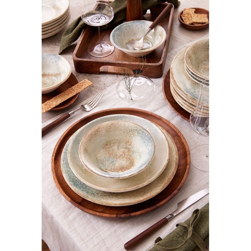 18 részes színes porcelán étkészlet