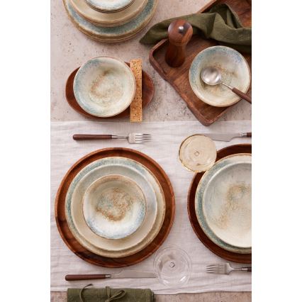 18 részes színes porcelán étkészlet