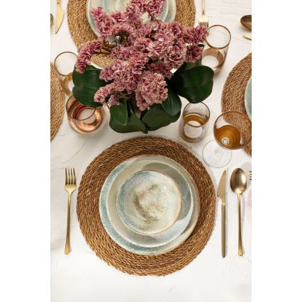 18 részes színes porcelán étkészlet