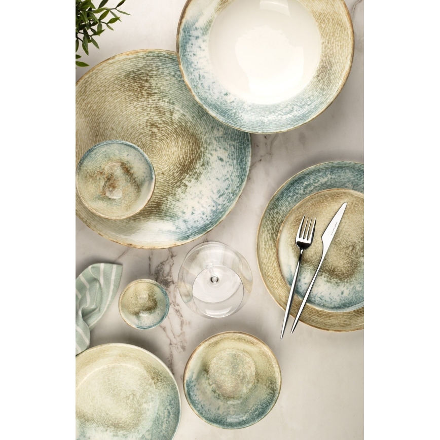 18 részes színes porcelán étkészlet