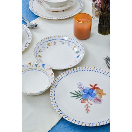 18 részes színes porcelán étkészlet
