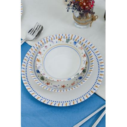 18 részes színes porcelán étkészlet