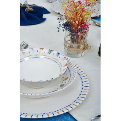 18 részes színes porcelán étkészlet