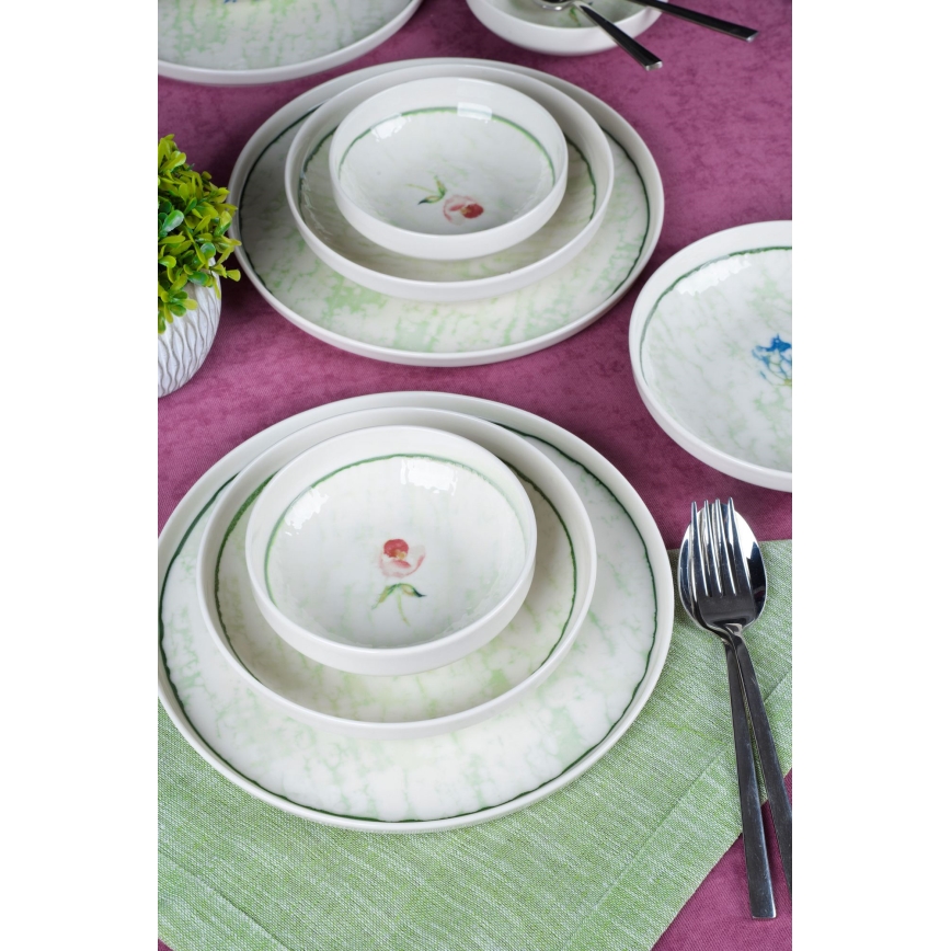 18 részes zöld porcelán étkészlet