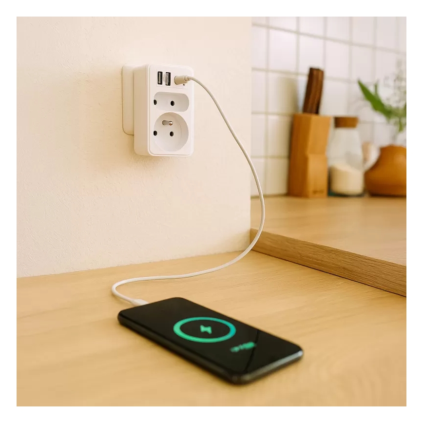 2 aljzatos elosztó + 2xUSB-C + 2xUSB-A