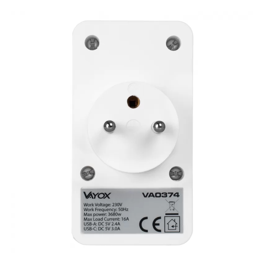 2 aljzatos elosztó + 2xUSB-C + 2xUSB-A