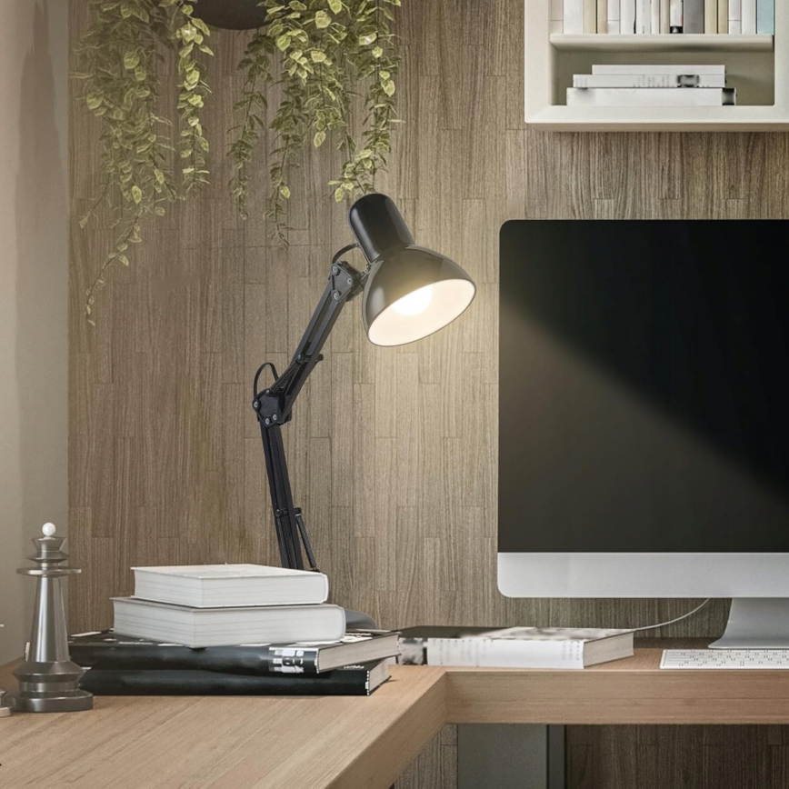 2 az 1-ben csipeszes asztali lámpa, 1xE27/60W/230V, fekete