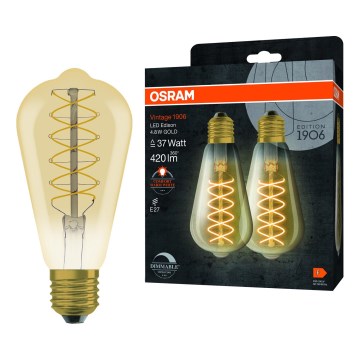 2 darabos dimmelhető LED izzó VINTAGE FILAMENT E27/4,8W/230V 2200K - Osram